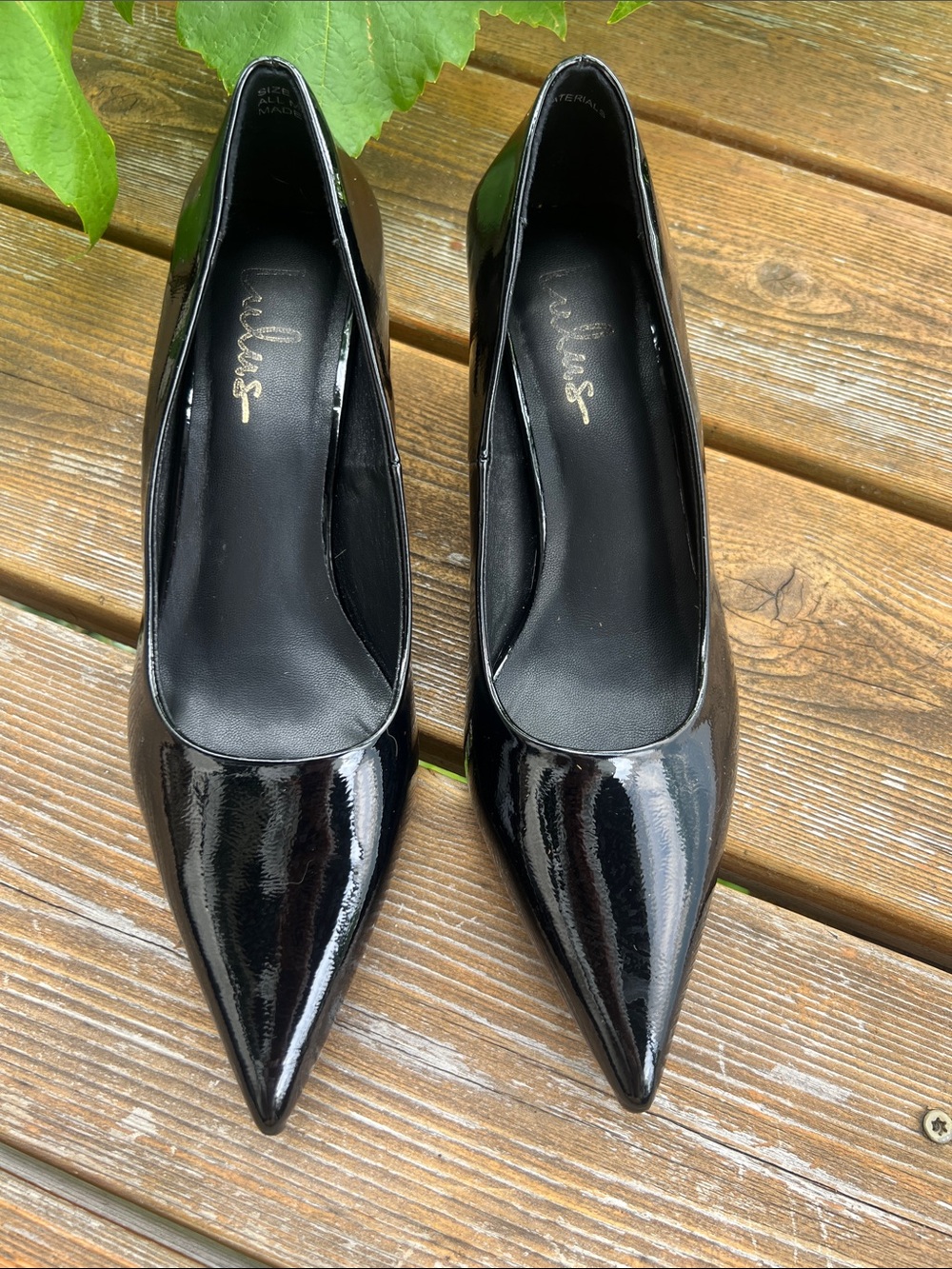 Lulu's Black Patent Pointed-Toe Pumps/ Kitten heels